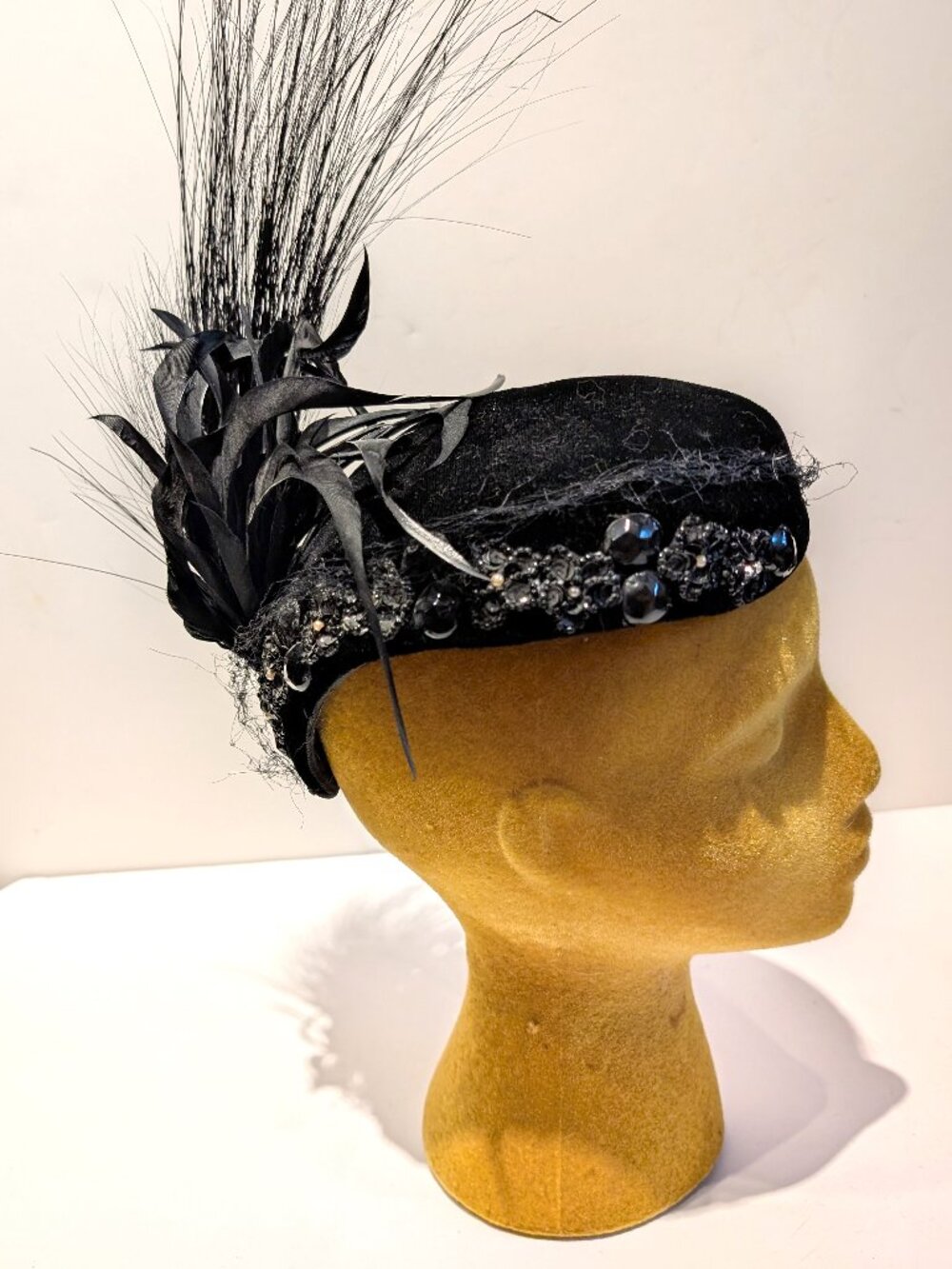 Black Vintage Fascinator by Sanjie New York Paris